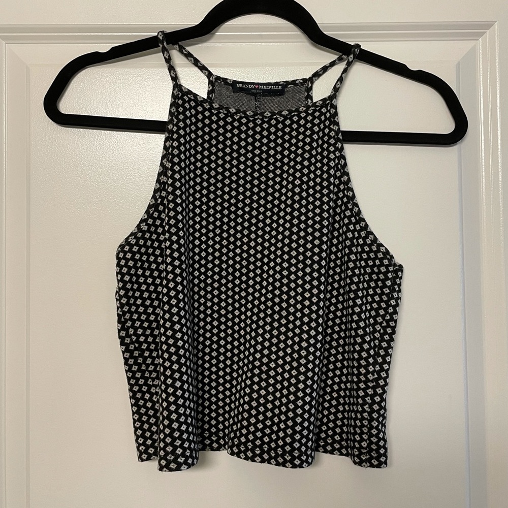 Brandy Melville Black & White Patterned Crop Shirt